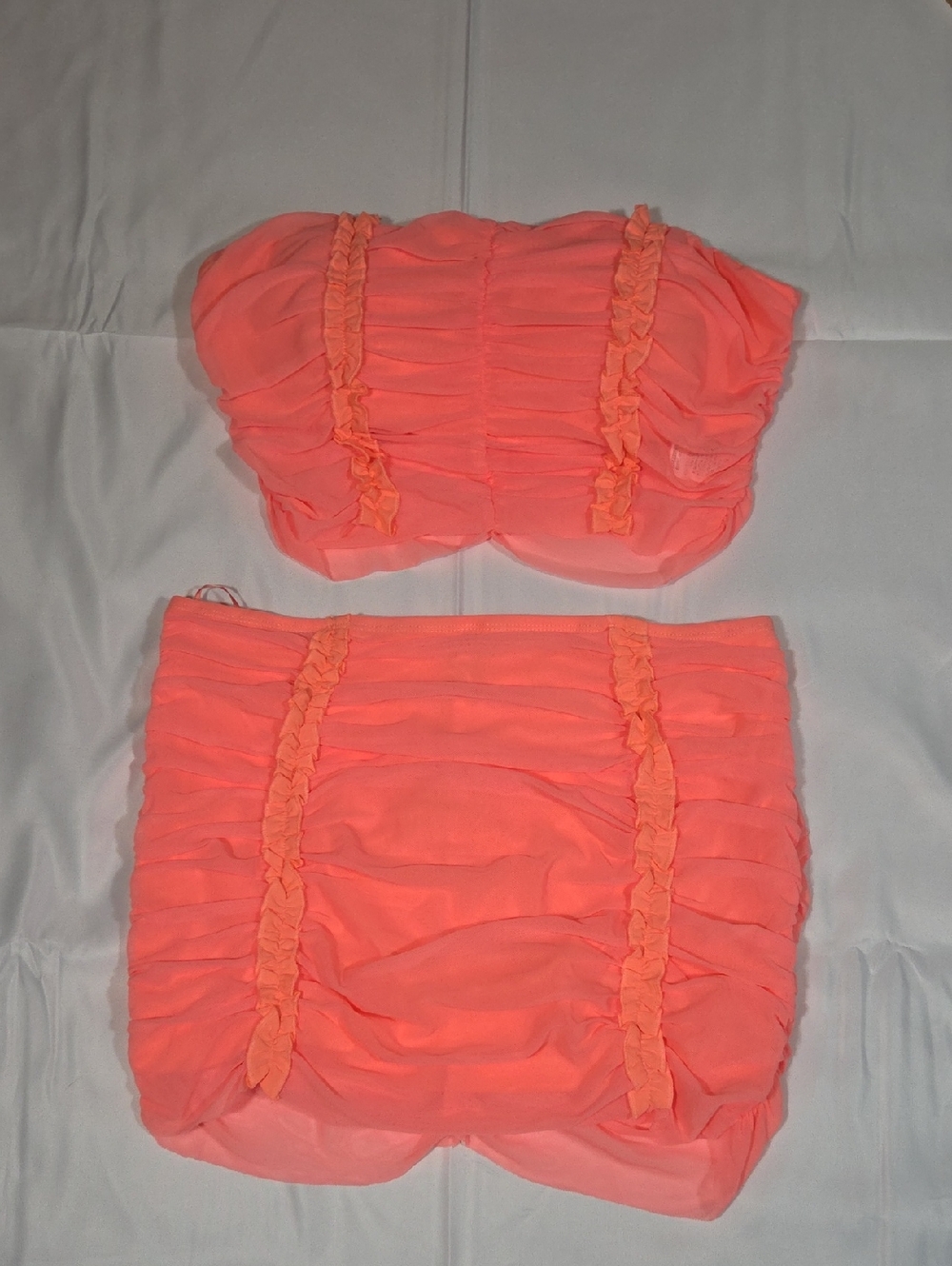 NWT Fashion Nova Coral Pink Matching Set Say So Skirt Set Size XL
